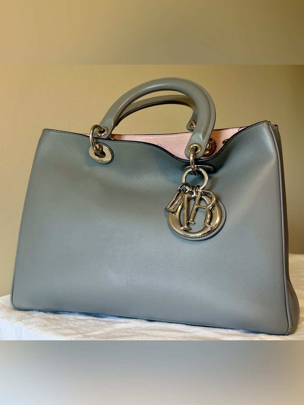 Dior Diorama medium shopper tote gray leather